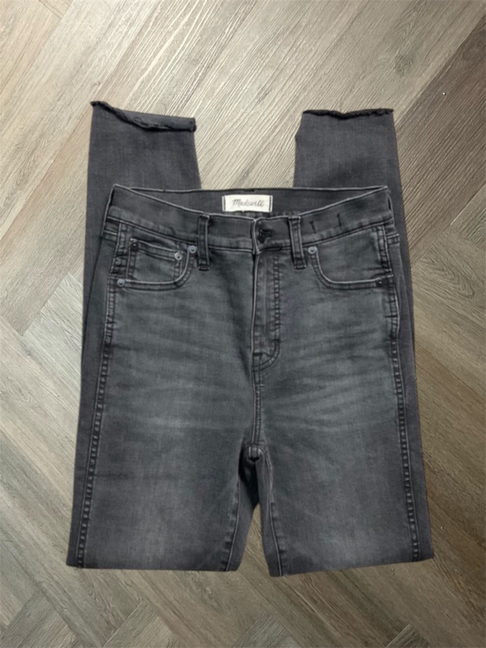 Madewell 10" High Rise Skinny Ankle Jeans‎ Womens 26 Black Raw Hem Classy Preppy